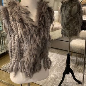 Real fur gray vest